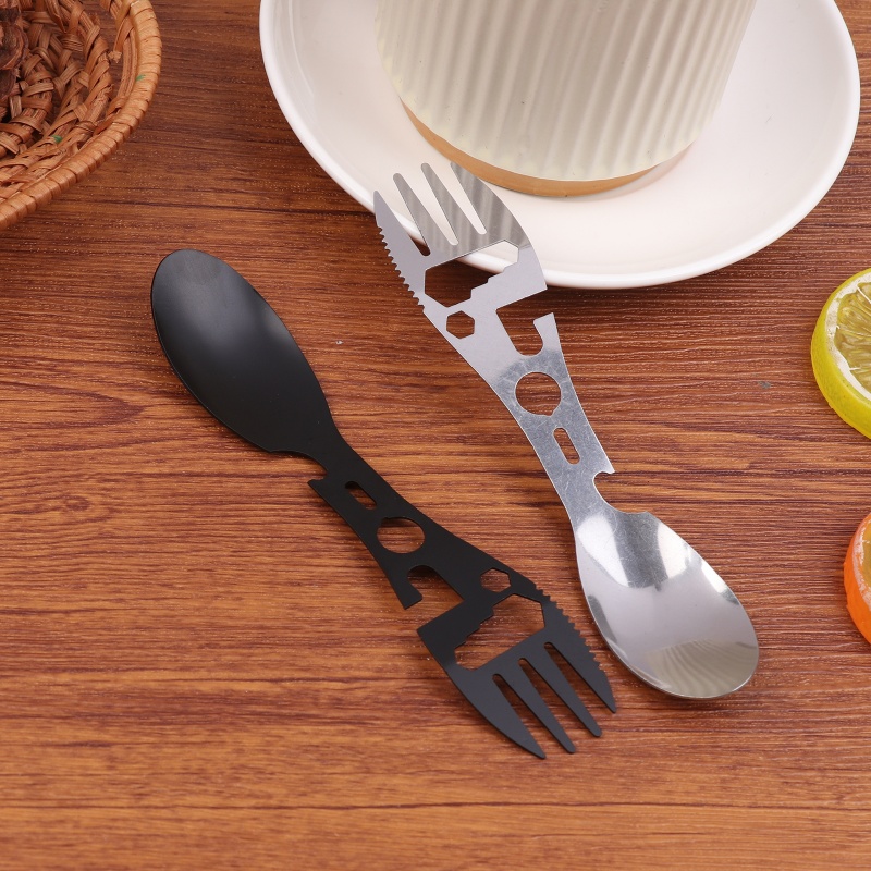 Bamboo Cutlery Travel - 1/5Pcs 10-in-1 Stainless Steel Camping Utensils