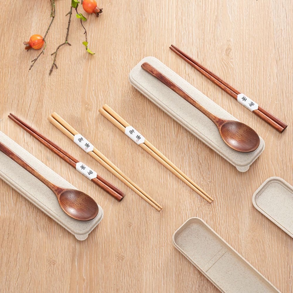 Picnic With Box Wooden Chopsti - Bamboo Cutlery Travel ulasan dan harga