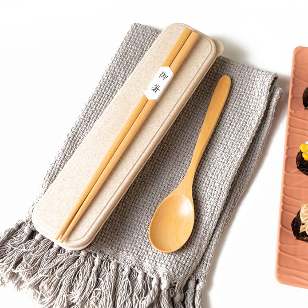 Picnic With Box Wooden Chopsti - Bamboo Cutlery Travel ulasan dan harga