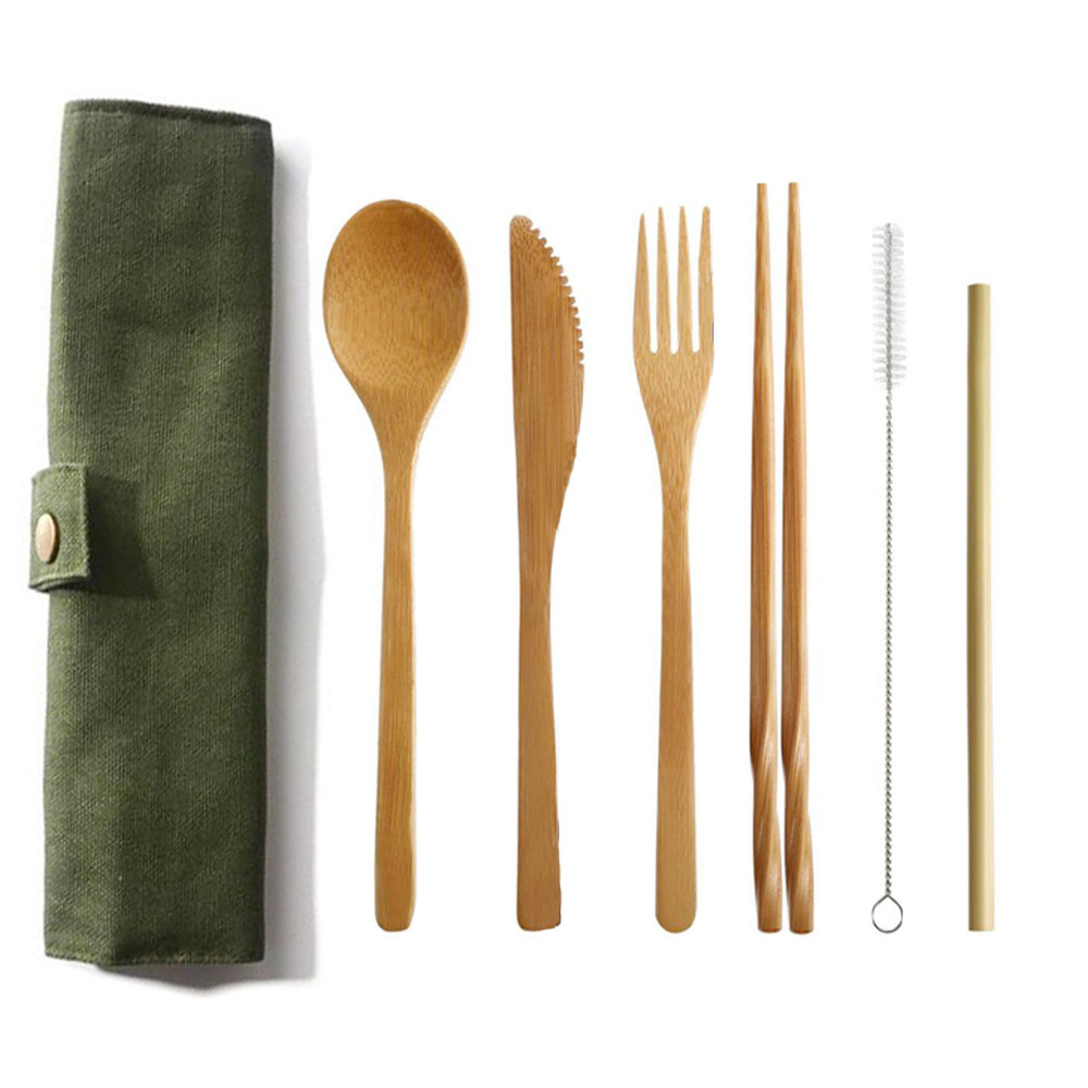 Reusable Bamboo Cutlery Set Ba - Bamboo Cutlery Travel ulasan dan harga