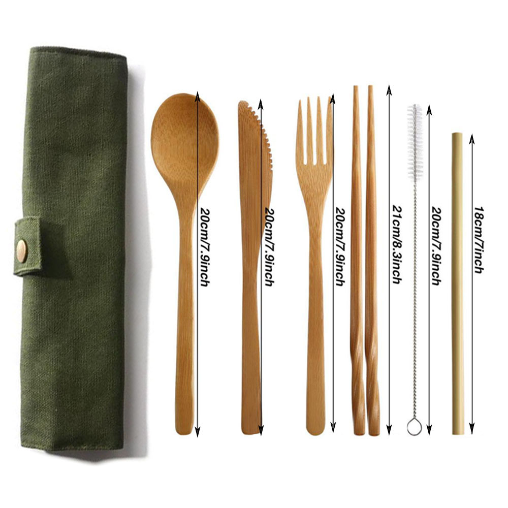 Reusable Bamboo Cutlery Set Ba - Bamboo Cutlery Travel ulasan dan harga