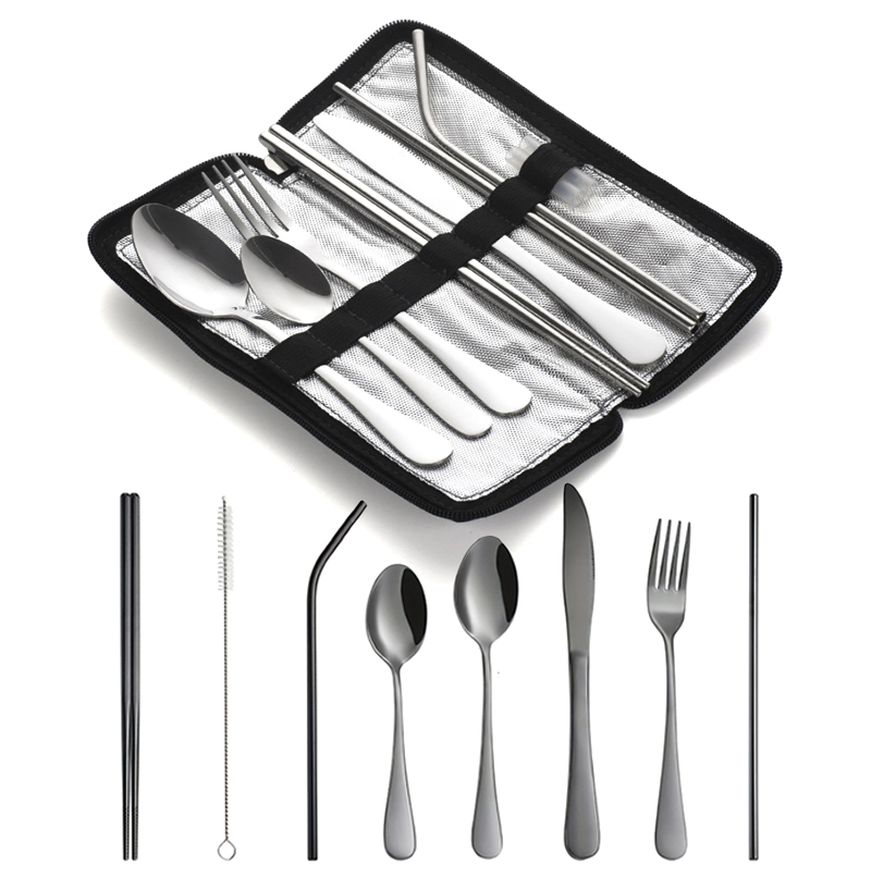 New 10pcs Portable Utensils Tr - Bamboo Cutlery Travel ulasan dan harga