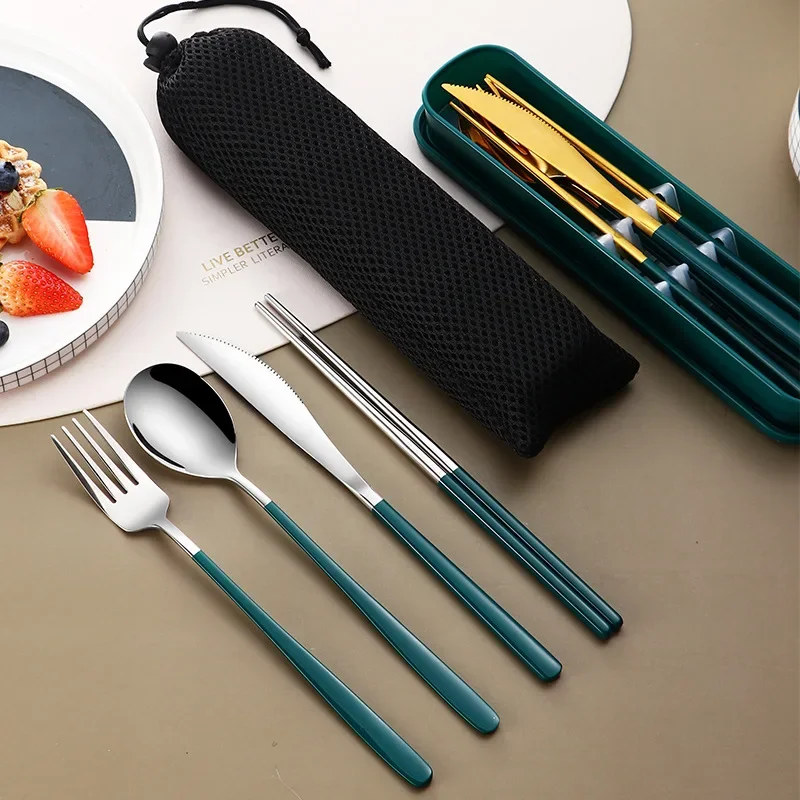 Tableware Set 304 Stainless St - Bamboo Cutlery Travel ulasan dan harga